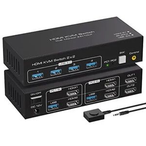 ATLAHET 8K KVM Switch HDMI 2 Monitors 2 Computers Support 8K@60Hz 4K@120Hz